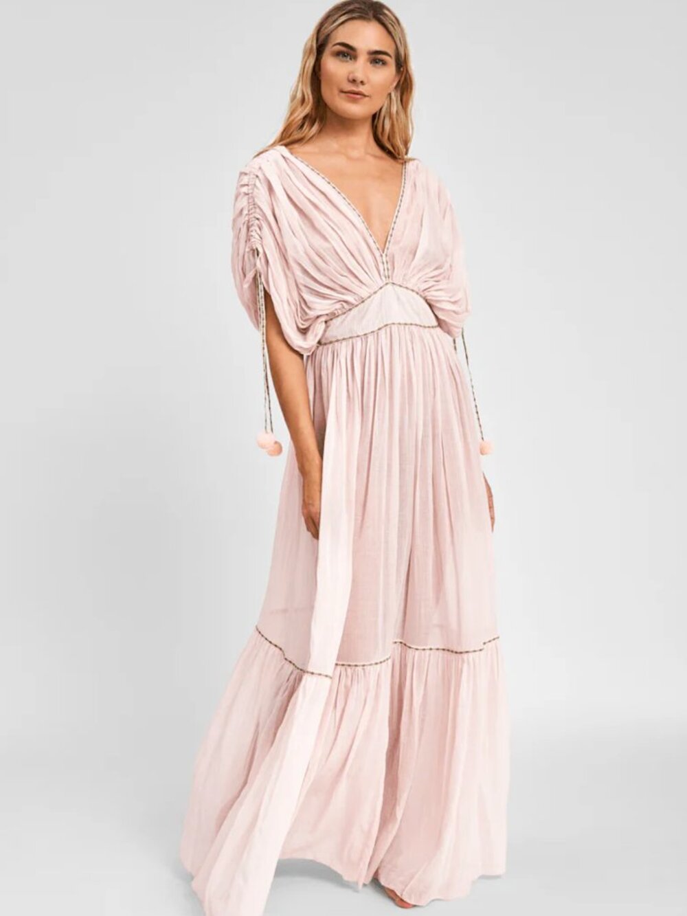Pitusa Pale Pink Sheer Grecian Clara Dress | OS